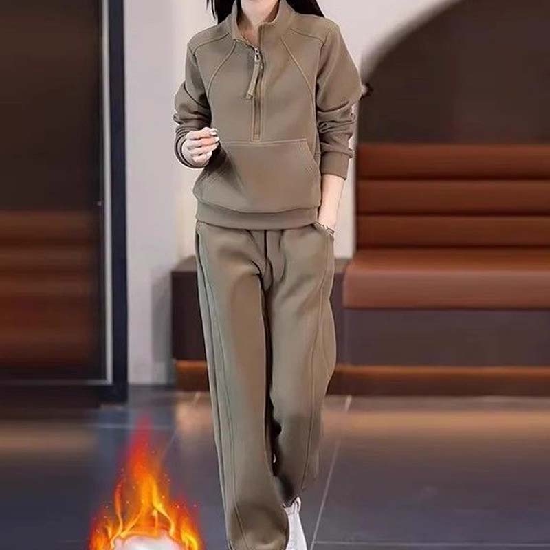 Lässiges 2-teiliges Set aus Half-Zip-Hoodie und Hosen