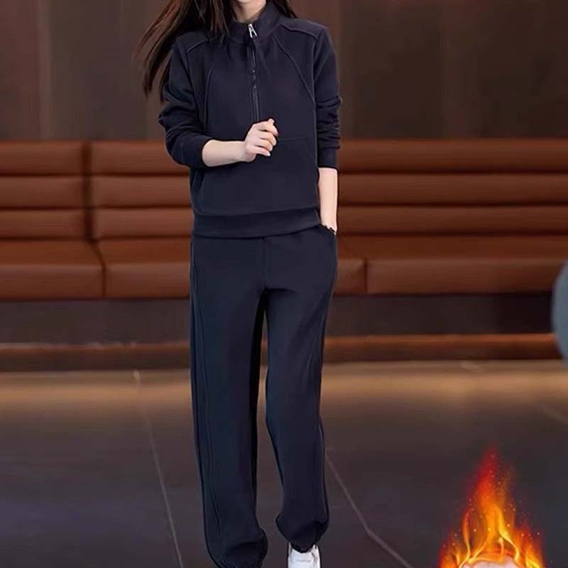 Lässiges 2-teiliges Set aus Half-Zip-Hoodie und Hosen