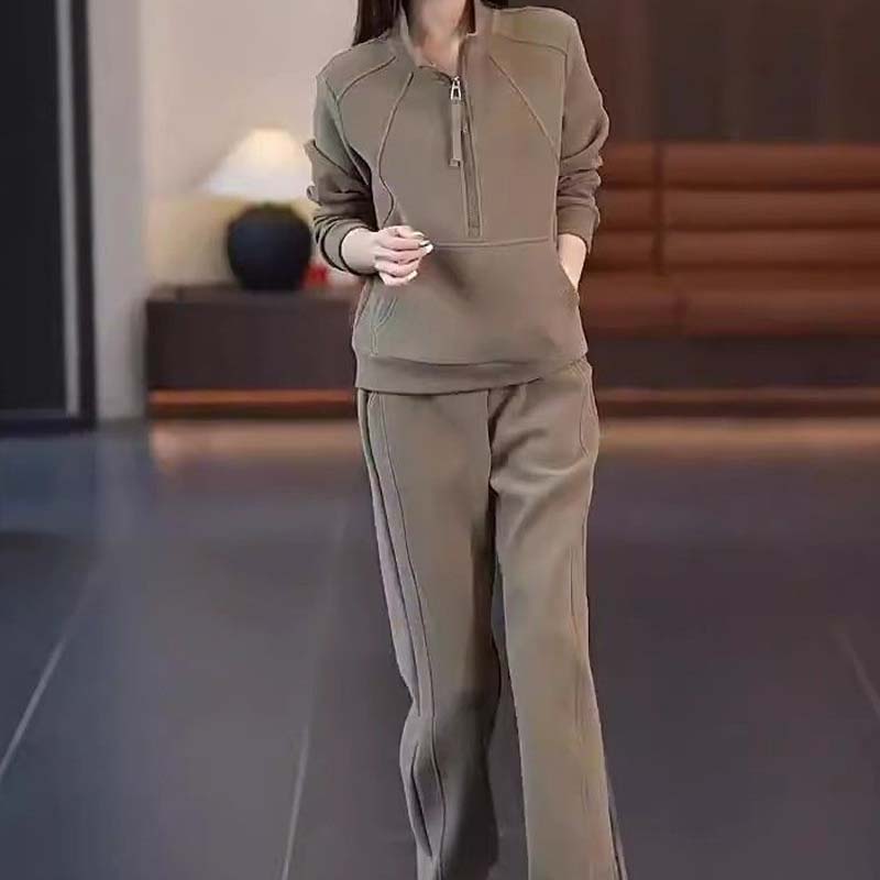 Lässiges 2-teiliges Set aus Half-Zip-Hoodie und Hosen