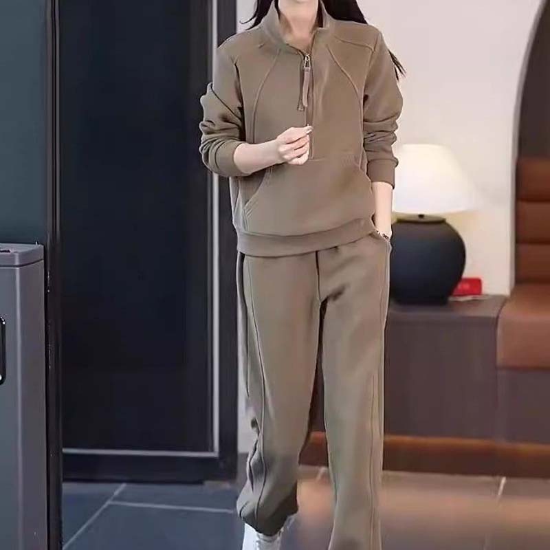 Lässiges 2-teiliges Set aus Half-Zip-Hoodie und Hosen