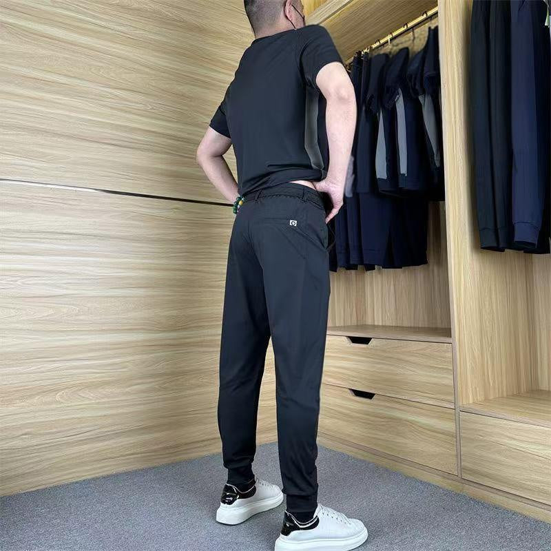 Zweiteiliges Sport-Set für Herren: Kurzarm-T-Shirt & Lange Hose