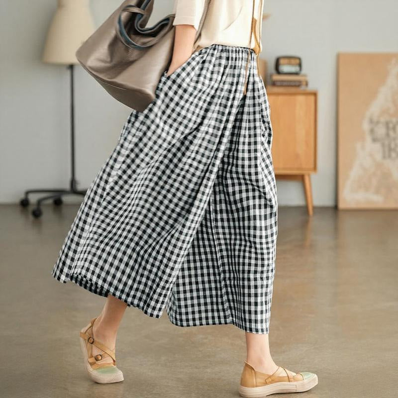 Damen Freizeit-Hose mit elastischem Bund und weiten Beinen
