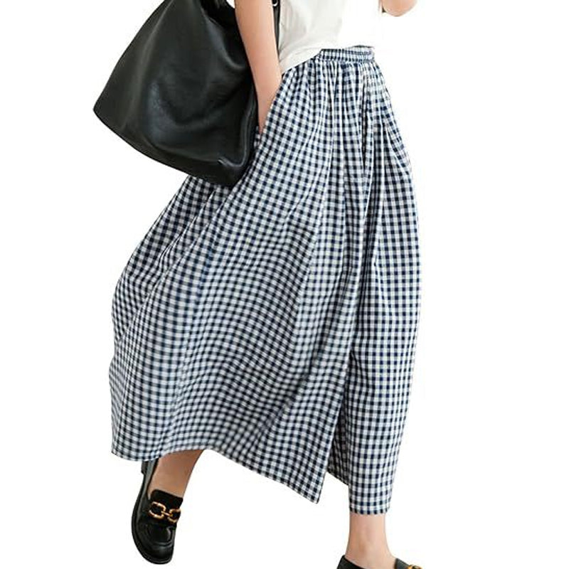 Damen Freizeit-Hose mit elastischem Bund und weiten Beinen