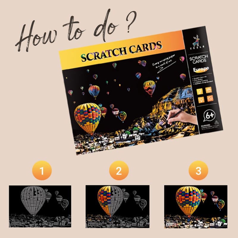 🎨4er Set Kreativer Schabmalerei mit Werkzeug
