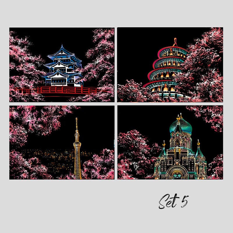 🎨4er Set Kreativer Schabmalerei mit Werkzeug