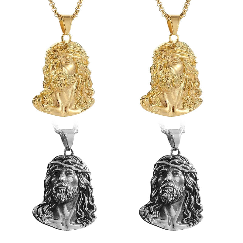 ✝️ 50% RABATT! 🕊️ Halskette mit Jesus-Kopf-Anhänger – Feine Gravur & langlebig ✨