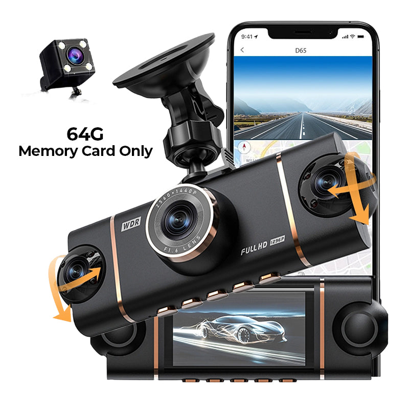 🚗 📹4-Channel HD Dashcam with Front Interior Rear Recording