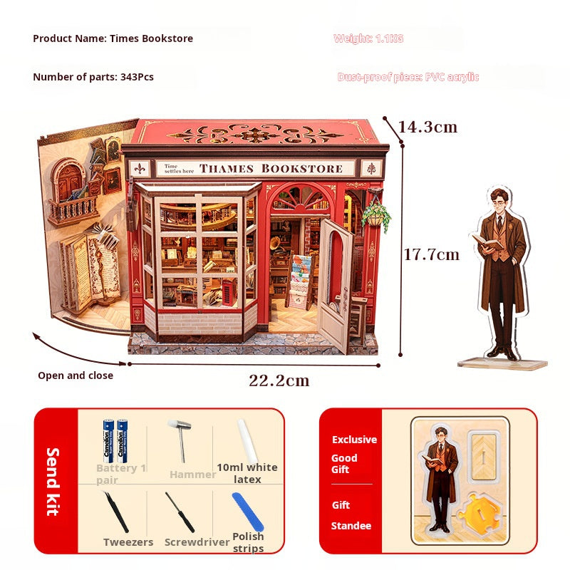 🎄📚Weihnachts-DIY-Buch-Kit, Miniatur-Puppenhaus mit LED-Licht, Staubschutzhülle, Geschenkidee für Erwachsene, Black Friday Home Decor, perfektes Weihnachtsgeschenk