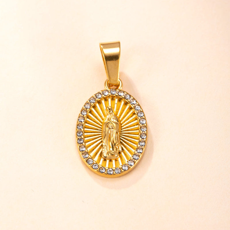 Gold-Tone Stainless Steel Virgin Mary Pendant