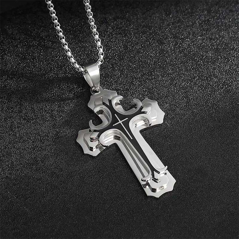 ✝️🖤Herren Kreuzkette mit Muster – Markantes Design, stilvoll & alltagstauglich