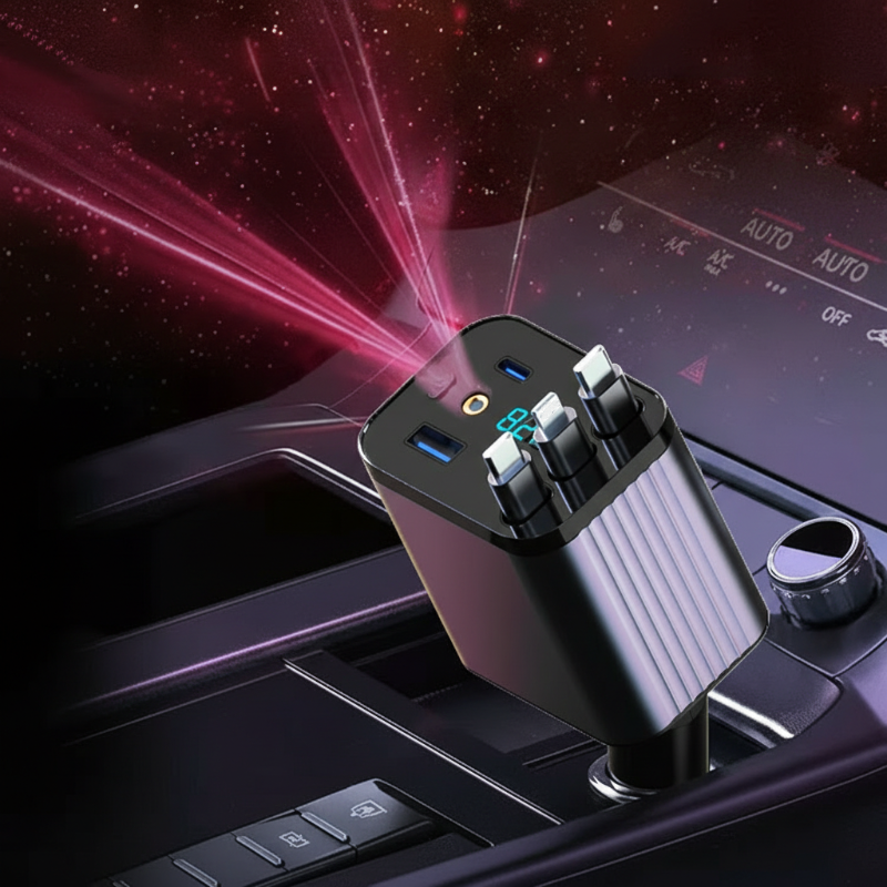 đ 50% RABATT! đ 7-in-1 Einziehbares Schnell-AutoladegerĂ€t mit Spannungsanzeige â USB-C, Schnellladung & Perfekt fĂŒr Den TĂ€glichen Gebrauch đ±