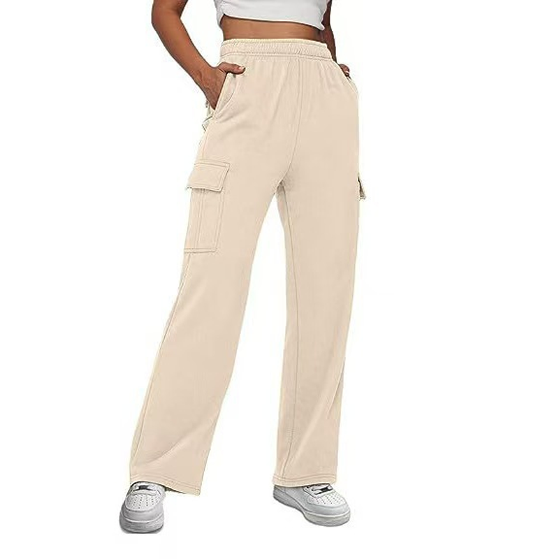 Cargohose für Damen mit hoher Taille und weitem Bein