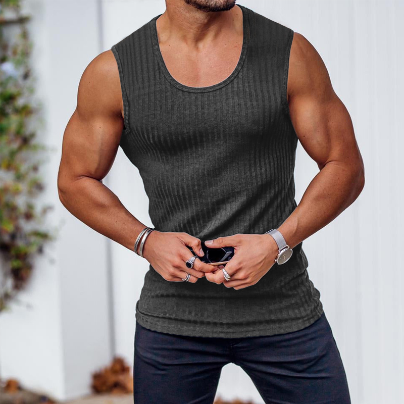 Herren-Tanktop aus geripptem Strick in schmaler Passform