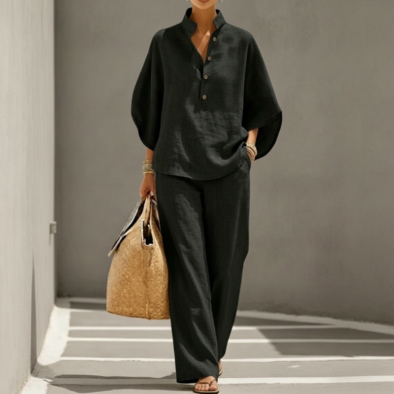 💃Damen Fashion Set 🔥 Stehkragen + Wide-Leg Hose – stilvoll, hochwertig & alltagstauglich ✨