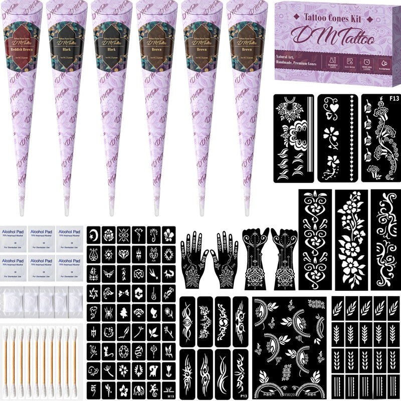 🎨 50% RABATT! ✍️ Komplettes 3-Farben-Henna-Tattoo-Set – Natürlich, langanhaltend & perfekt für kreative Körperkunst zu Hause 🌸