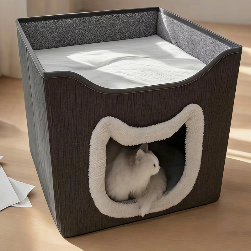 🐱🏠 50% RABATT! Faltbares Mehrstöckiges Katzenhaus mit Kratzpad – Kuschelhöhle, Kratzmöglichkeit & platzsparend klappbar ✨