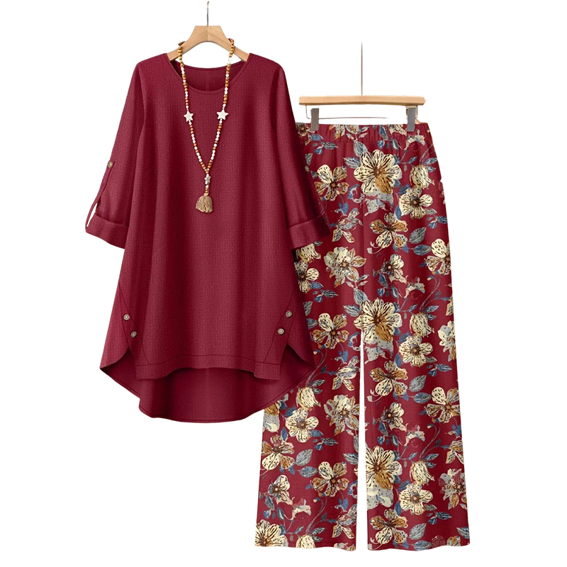 🔥 Letzter Tag! 50% Rabatt NEU Damen 2-Teiler Baumwoll-Leinen Set ✨ Boho Blumenprint, locker & atmungsaktiv für Sommer & Urlaub