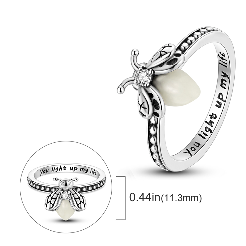 Leuchtender Glühwürmchen-Ring – Zirkon & Nachtleuchtendes Design