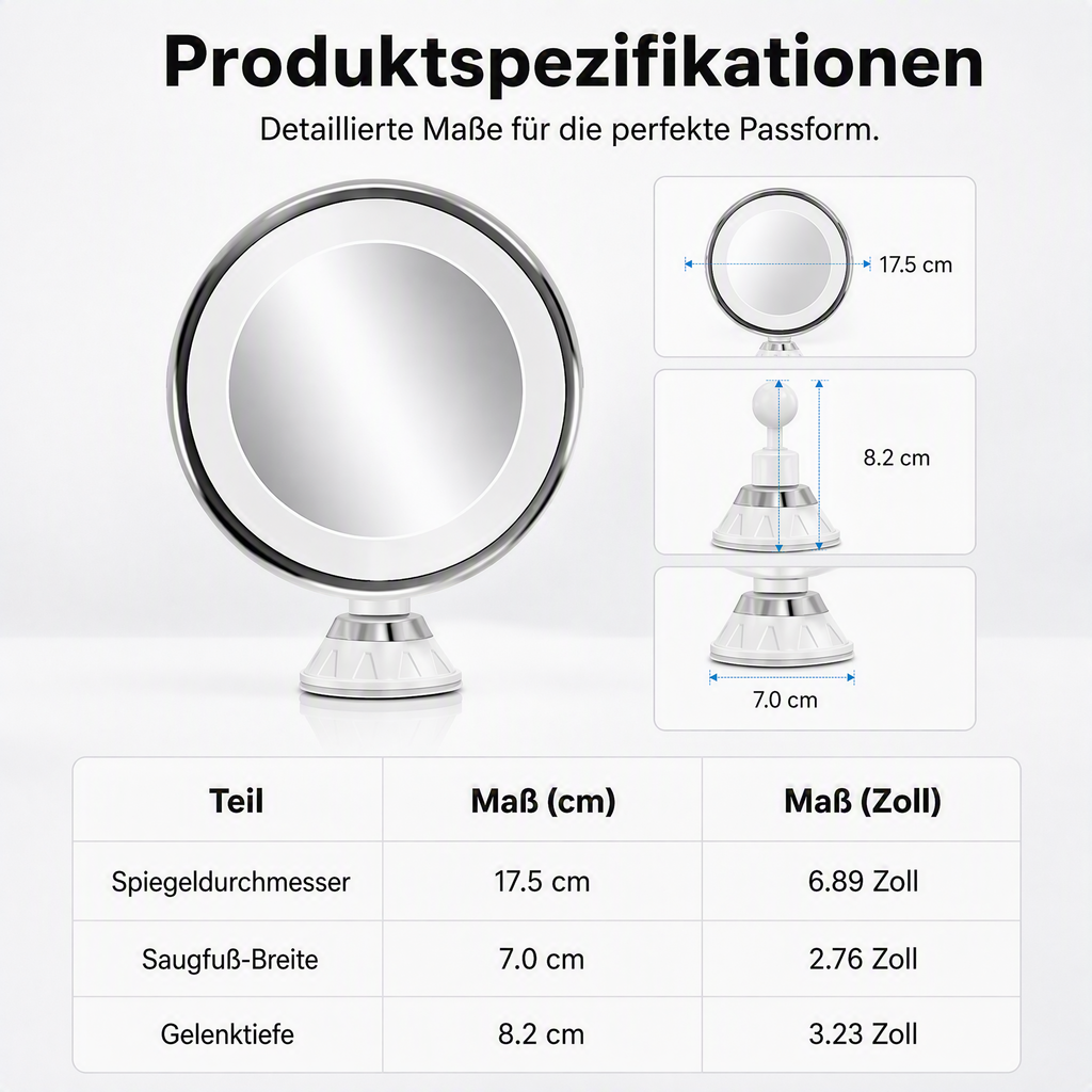 ❤️50% RABATT! LED-Schminkspiegel mit 10-facher Vergrößerung – Saugnapf-Befestigung, natürliche Lichtfarbe – ideal für Reise & Zuhause. 💡🌸