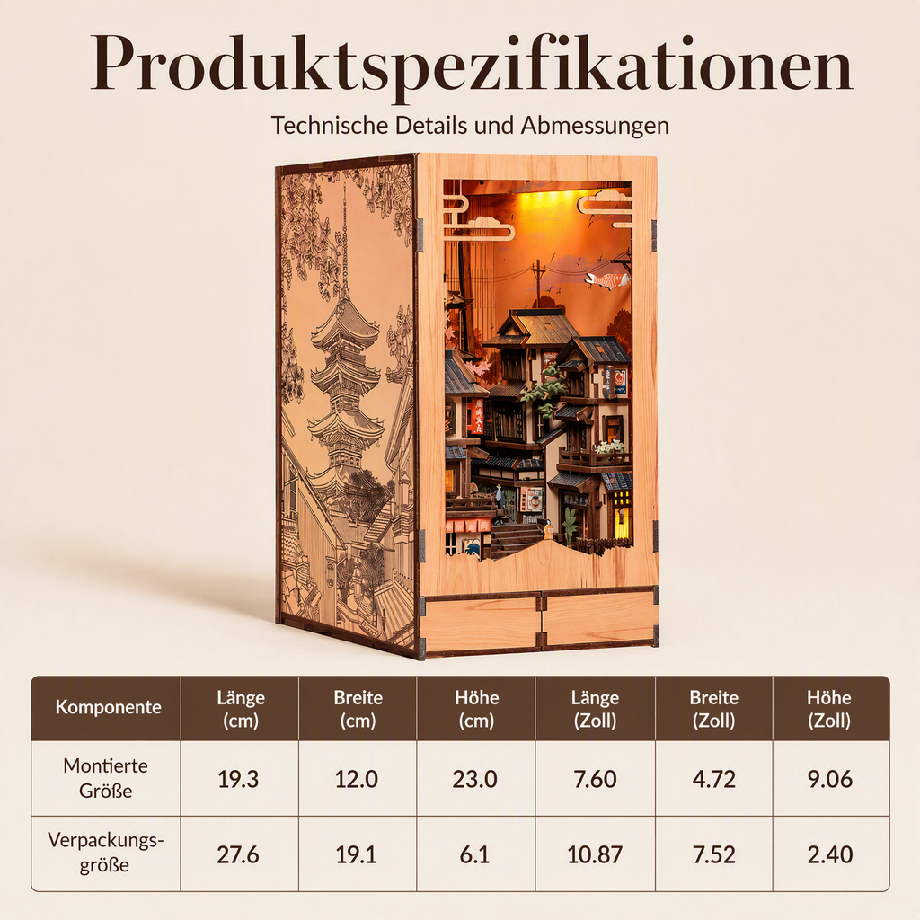 DIY-Buchnischen-Bausatz „Kyoto-Gasse“ aus Holz