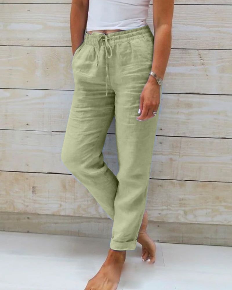 🌿 Damenhose aus Baumwolle & Leinen mit Elastischem Bund – Bequem, Atmungsaktiv & Lässiger Look 🥰