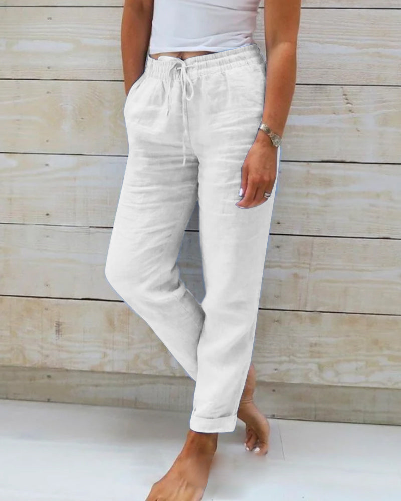🌿 Damenhose aus Baumwolle & Leinen mit Elastischem Bund – Bequem, Atmungsaktiv & Lässiger Look 🥰