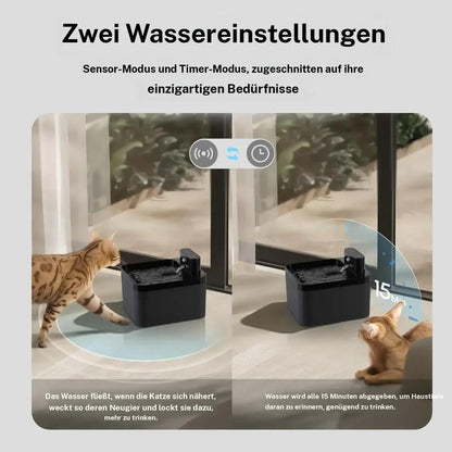 Automatischer Katzenwasserbrunnen, 2,2 l, batteriebetriebener Haustierbrunnen mit Bewegungssensor, kabelloses, geräuschloses Design für Hunde und Katzen