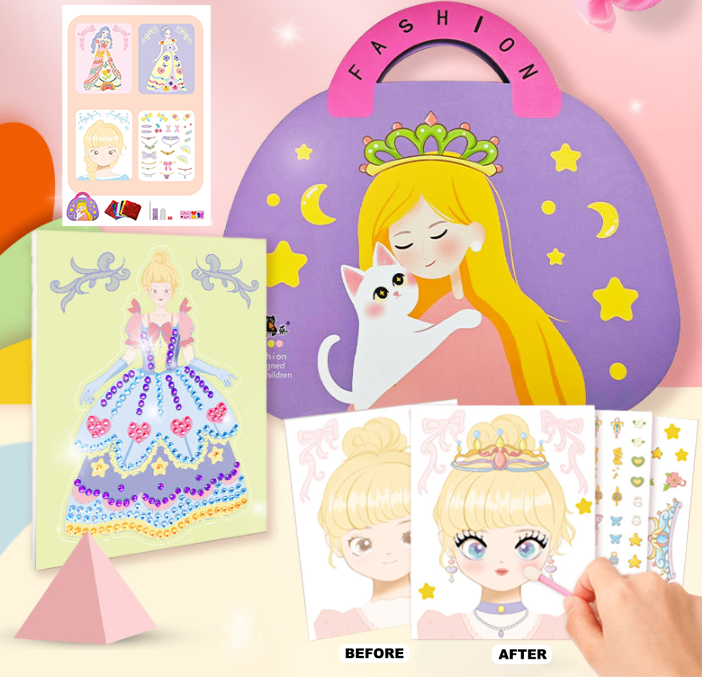 👑 50% RABATT SONDERANGEBOT! ✨ 3-in-1 Prinzessin Ankleid- & Schminkset - Enthält Kronen, Zauberstäbe & Schminke für Kreative Rollenspiele 🧚‍♀️✨