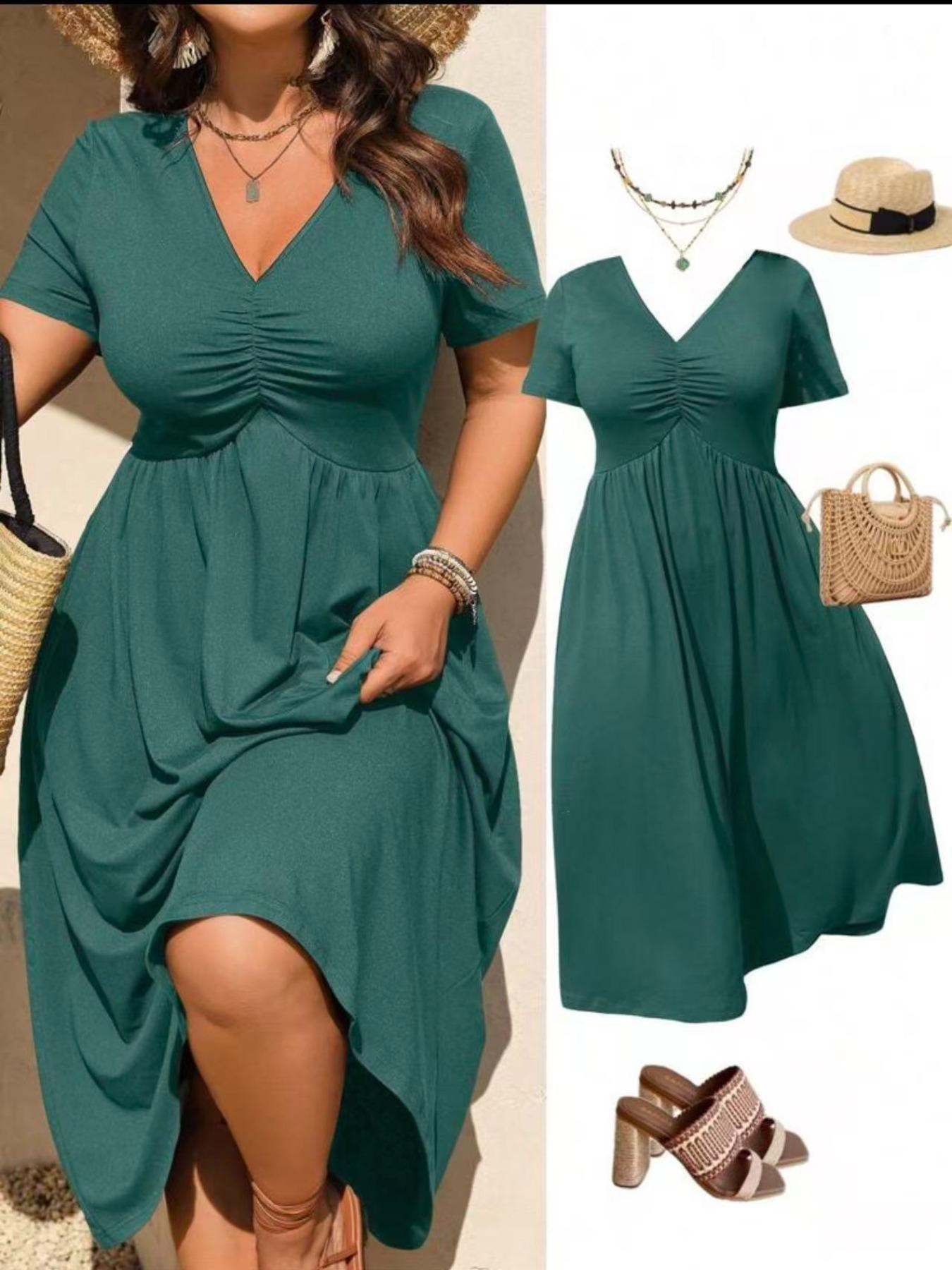 👗 50 % RABATT AKTUELL GÜLTIG! ✨ Figurfreundliches Damen Großgrößen-Kleid – Empire-Schnitt, atmungsaktives Material und vielseitig kombinierbar für warme Tage 🌸