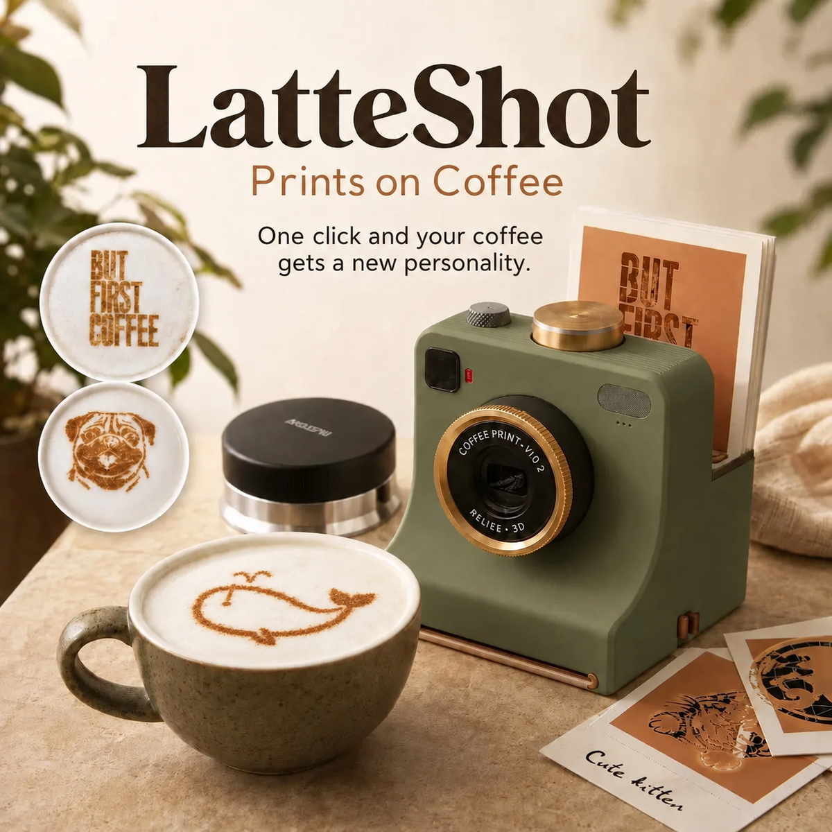 🎃Halloween-Angebot: 50 % Rabatt!🔥Retro-Kaffee-Kunstkamera – Mechanischer Latte-Schablonendrucker