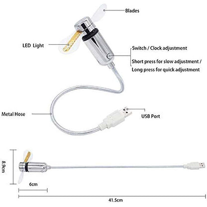 🔥2026 Heiße Produkte USB Ventilator mit LED Uhr & Temperaturanzeige, Flexibler Schwanenhals Lüfter, Leise & Sicher für Büro, Homeoffice & Reisen