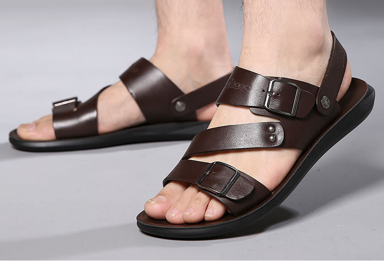 👡 50% RABATT! 🔥 Herren-Strandsandalien aus Leder – Rutschfest & atmungsaktiv – Perfekt für Strand, Alltag oder heiße Tage – echter Lederkomfort ☀️✨