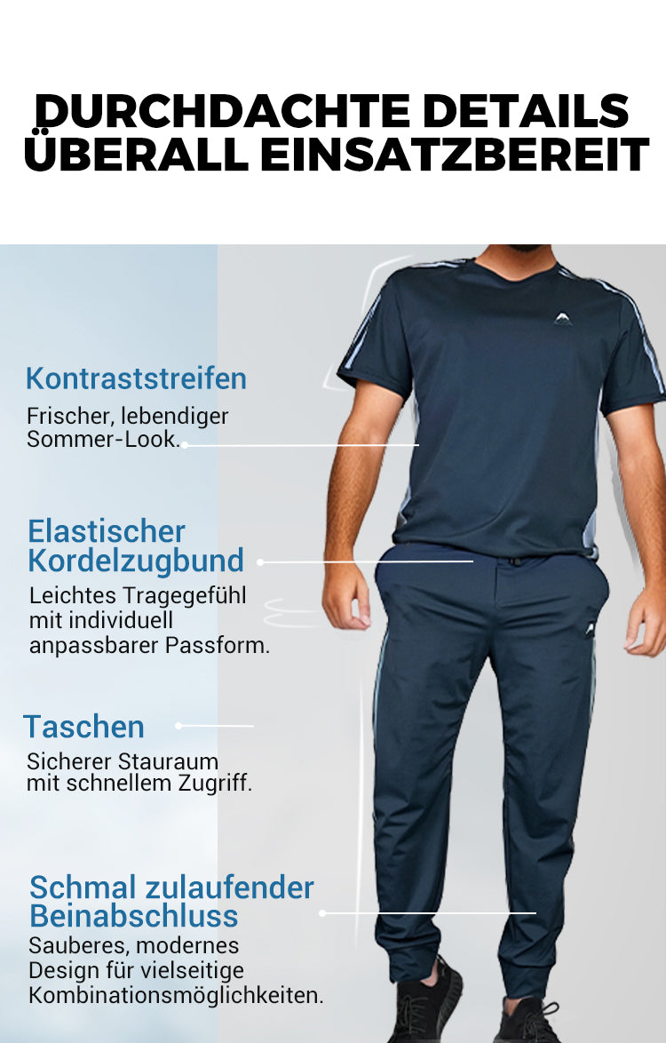 🏆53% RABATT🌀Zweiteiliges Sport-Set für Herren: Kurzarm-T-Shirt & Lange Hose