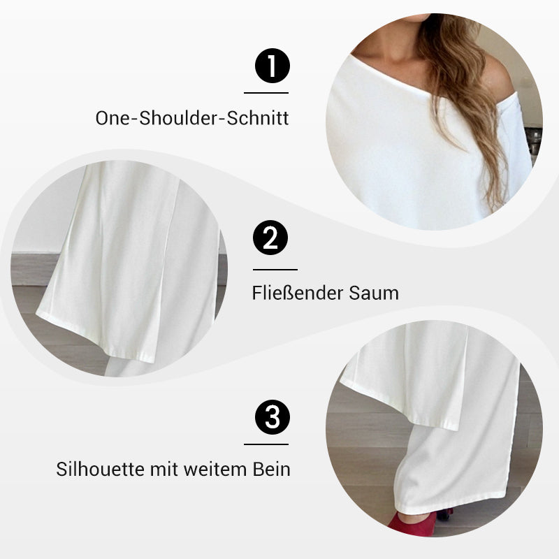 🌸💖Einfarbiges Set aus schulterfreiem Oberteil und Hose