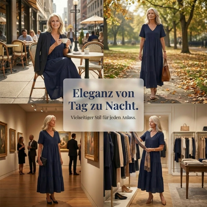 🔥🔥Lässiges langes Damenkleid mit kurzen Ärmeln