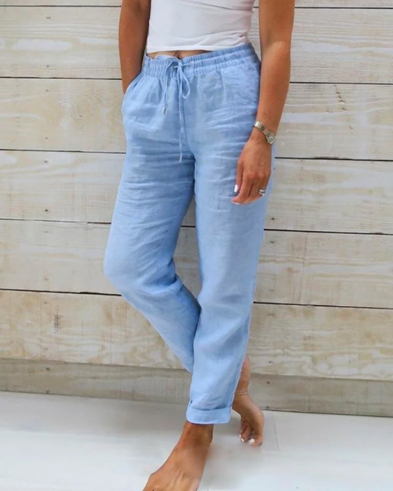 🌿 Damenhose aus Baumwolle & Leinen mit Elastischem Bund – Bequem, Atmungsaktiv & Lässiger Look 🥰