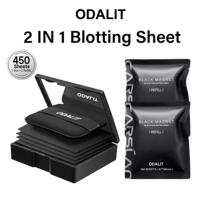 💖1+1 GRATIS✨Schwarzes Magnet-Öl-Blotting-Papier🥇Puder integriert🌿Kontrolliert Hautfettigkeit