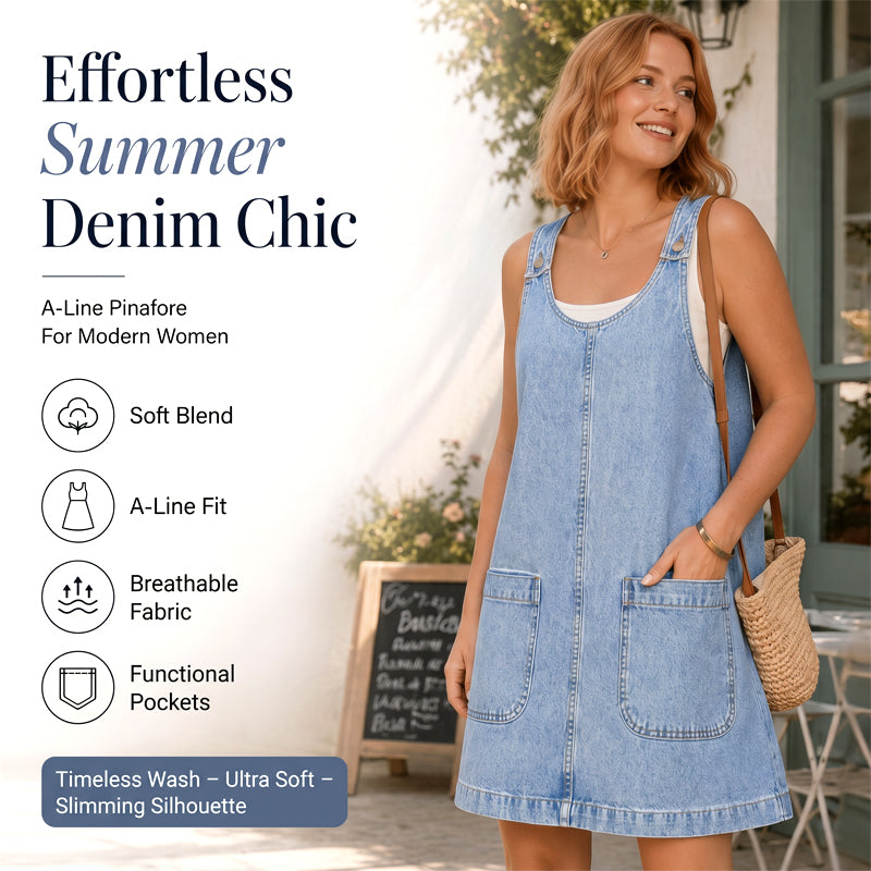 🔥 NEU + 50% RABATT + 50.000+ verkauft ⌛Neue Angebote-Lässiges Jeans-Trägerkleid für Damen