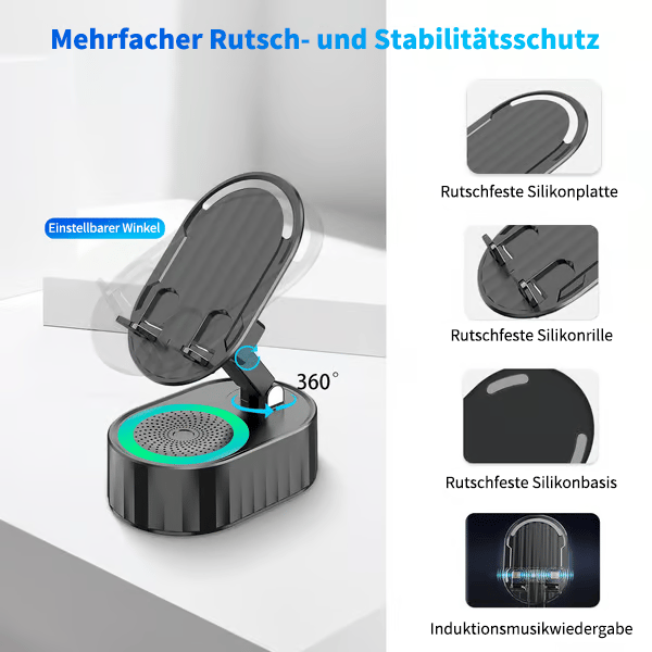 ✨ 2025 Upgrade Handyhalter mit Ein-Touch-Lautsprecher, Powerbank und warmem Umgebungslicht! 🌟