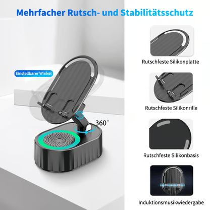 ✨ 2025 Upgrade Handyhalter mit Ein-Touch-Lautsprecher, Powerbank und warmem Umgebungslicht! 🌟