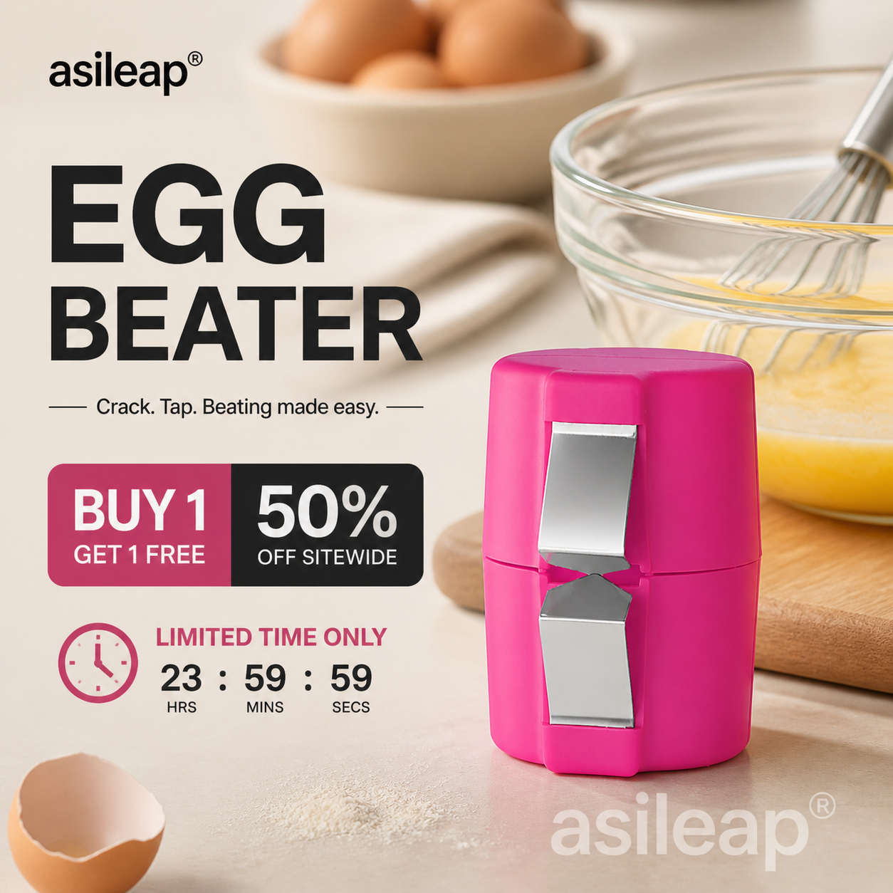 🍳 50 % Rabatt – 2-in-1 Eierknacker & Eigelb-Separator – hygienisch, einfach in der Handhabung & vielseitig für rohe und gekochte Eier 🥚