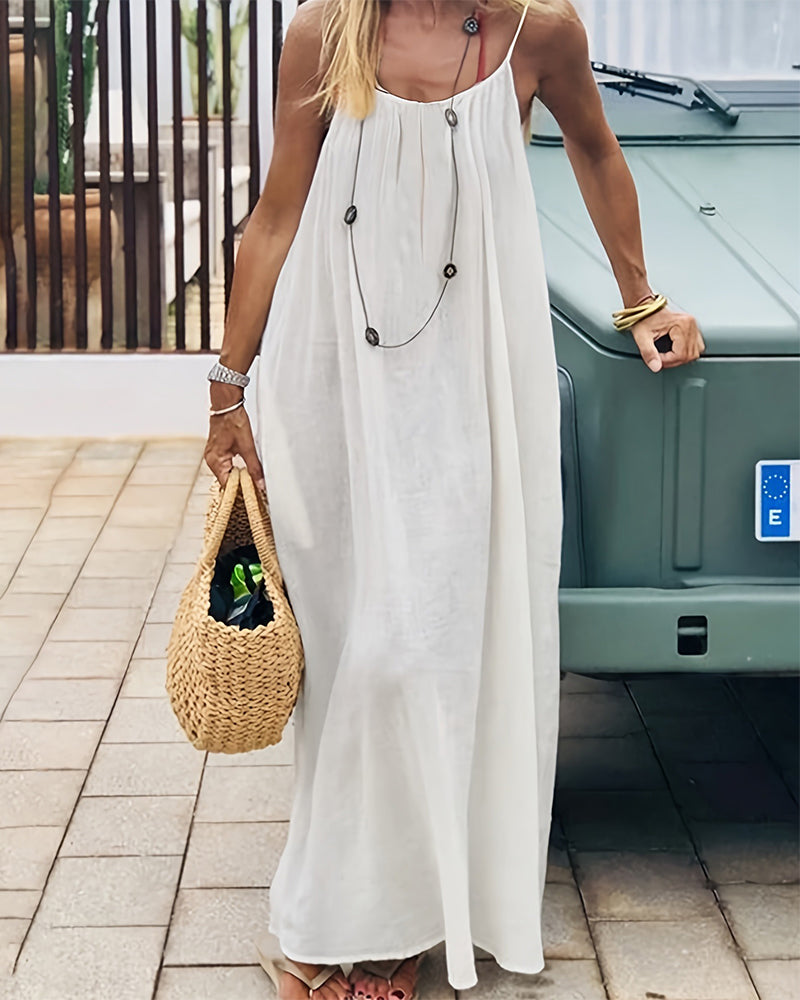 👗 58% RABATT! 💃 Einfarbiges Rückenfreies Cami-Kleid für Damen – Leicht, Luftiger Schnitt & Perfekt Für Den Sommer ☀️