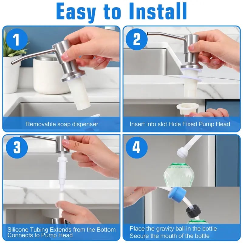 ✨ JETZT 50 % RABATT! !✨🧴 Edelstahl-Seifenspender für Spülbecken – mit verlängertem Silikonschlauch & praktischer Pumpe, ideal für Küche & Bad 🚰
