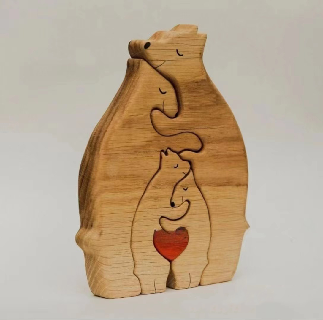 🧩❤️🫂Bärenfamilie Umarmung Holzdekoration für Kinder🐻🎁