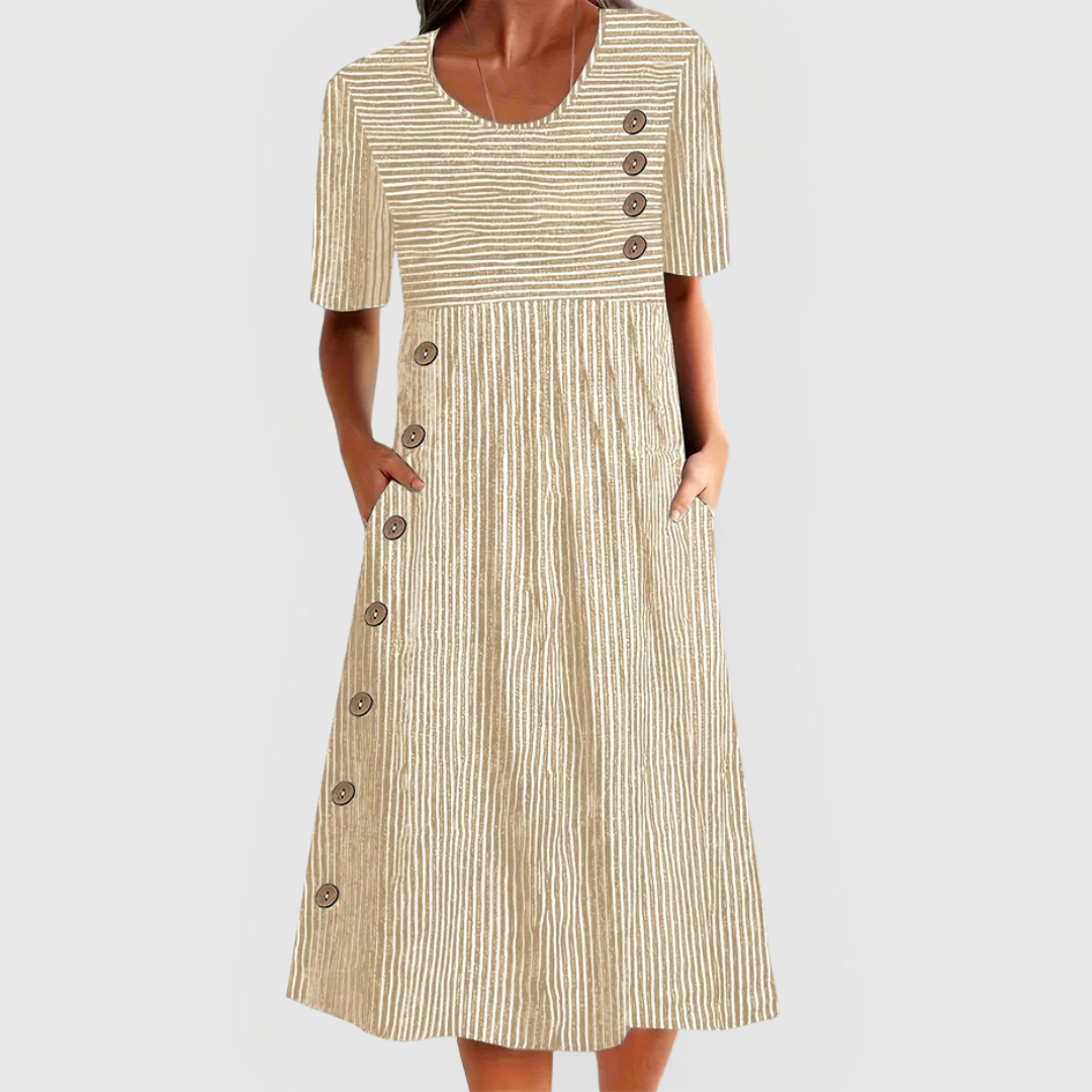 🔥 50% RABATT! 👗 Elegantes Damen Sommerkleid mit Streifenmuster – Bequemes Kleid mit Modernem Print