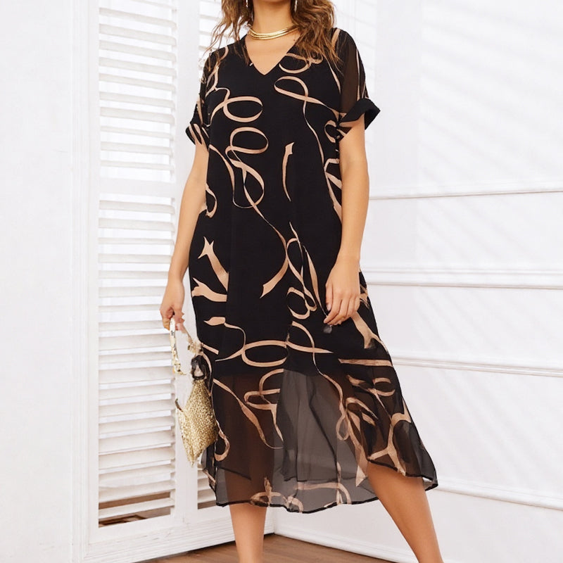 🌸Was soll ich morgen anziehen?🥰Fließendes Maxikleid mit V-Ausschnitt und Print