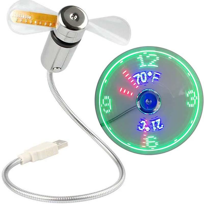 🔥2026 Heiße Produkte USB Ventilator mit LED Uhr & Temperaturanzeige, Flexibler Schwanenhals Lüfter, Leise & Sicher für Büro, Homeoffice & Reisen