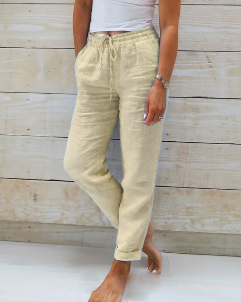 🌿 Damenhose aus Baumwolle & Leinen mit Elastischem Bund – Bequem, Atmungsaktiv & Lässiger Look 🥰