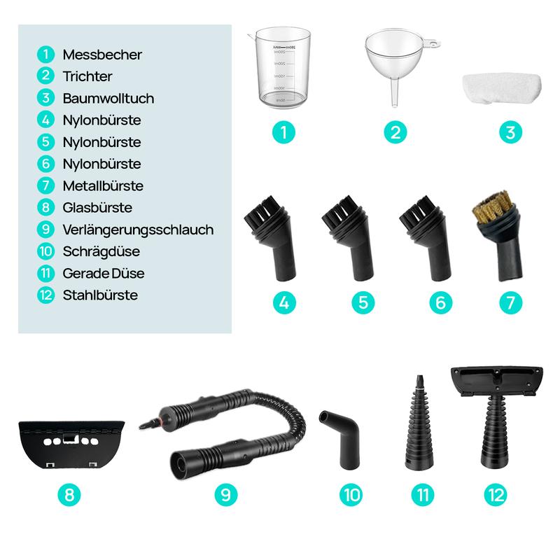 💎 53% RABATT! 💎 Hand-Multiflächen-Dampfreiniger mit Druckboost – 12-teiliges Set, Chemiefrei & 99,9 % Keimabtötung