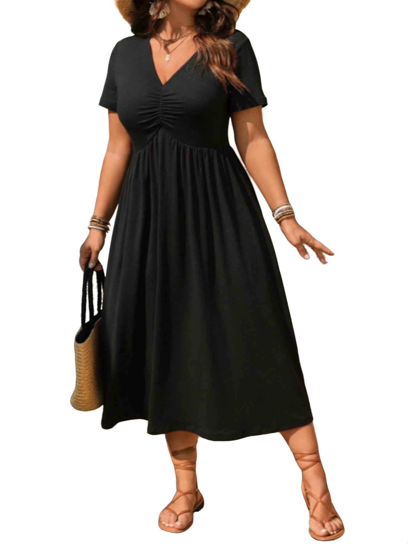 👗 50 % RABATT AKTUELL GÜLTIG! ✨ Figurfreundliches Damen Großgrößen-Kleid – Empire-Schnitt, atmungsaktives Material und vielseitig kombinierbar für warme Tage 🌸